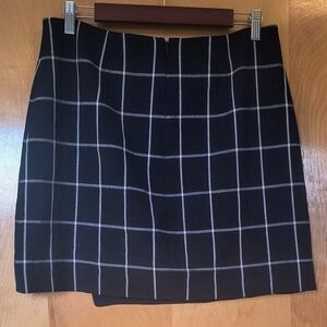 LOFT Black and White Plaid Mini Skirt
